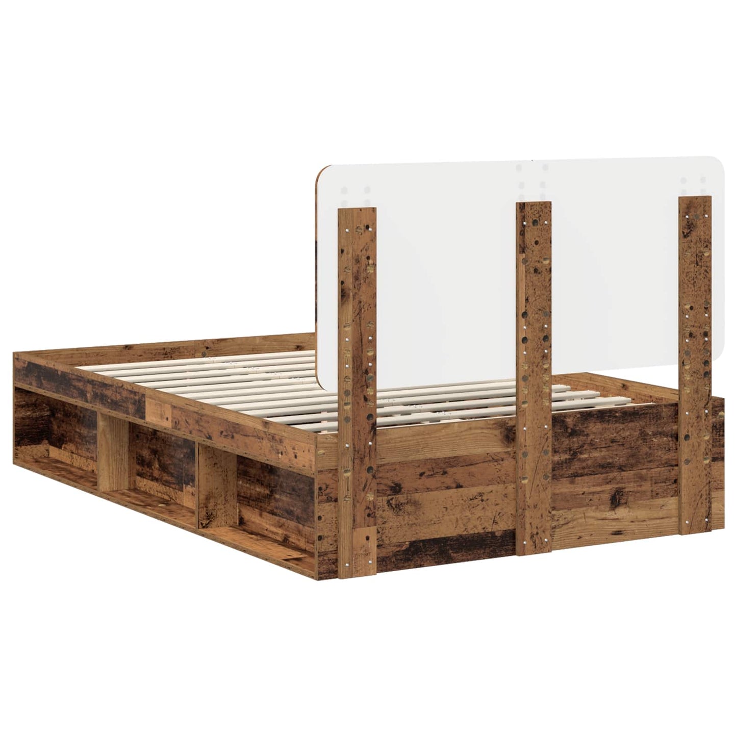 vidaXL Bed Frame with Headboard Old Wood 135 x 190 cm Solid Pine Wood