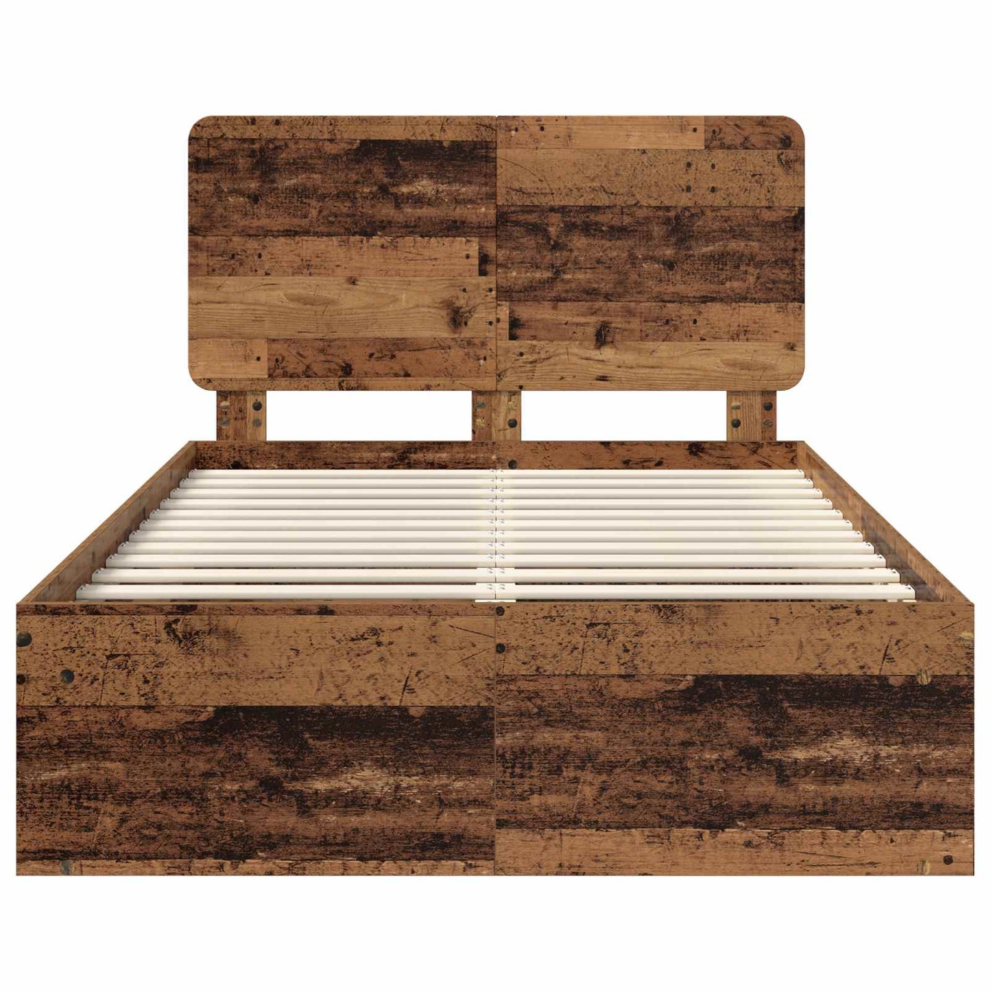 vidaXL Bed Frame with Headboard Old Wood 135 x 190 cm Solid Pine Wood