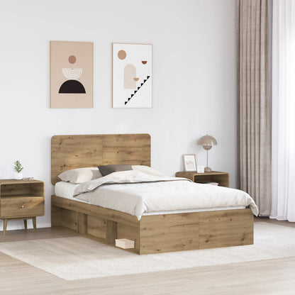 vidaXL Bed Frame Artisian Oak 135 x 190 cm Solid Pine Wood