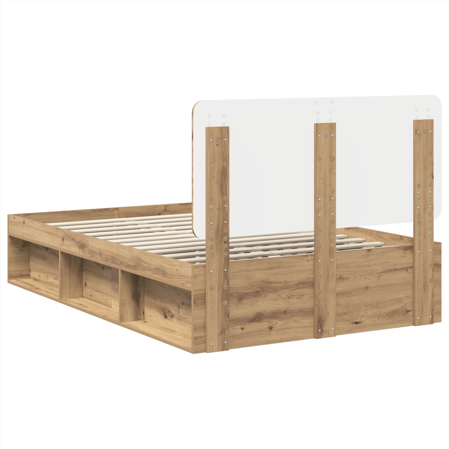 vidaXL Bed Frame Artisian Oak 135 x 190 cm Solid Pine Wood