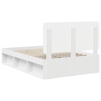 vidaXL Bed Frame with Headboard White 120 x 200 cm Solid Pine Wood