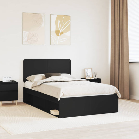vidaXL Bed Frame with Headboard Black 120 x 200 cm Solid Pine Wood
