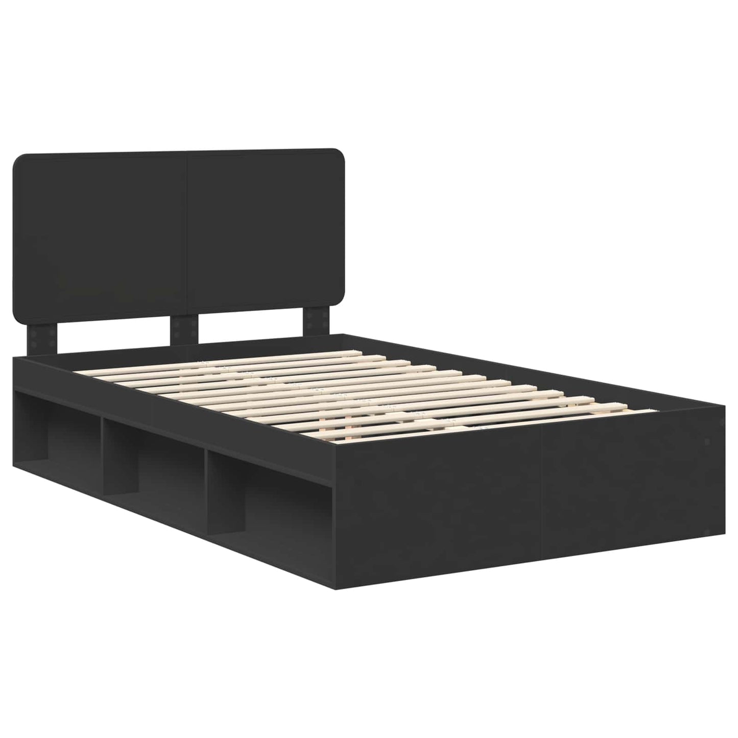 vidaXL Bed Frame with Headboard Black 120 x 200 cm Solid Pine Wood
