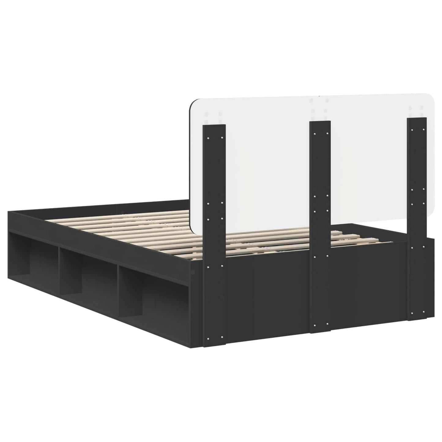 vidaXL Bed Frame with Headboard Black 120 x 200 cm Solid Pine Wood