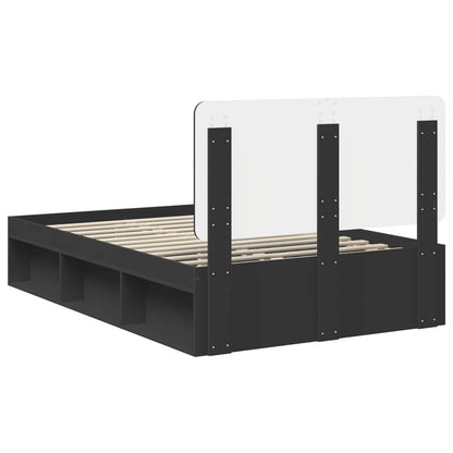 vidaXL Bed Frame with Headboard Black 120 x 200 cm Solid Pine Wood