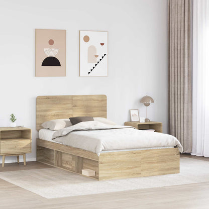 vidaXL Bed Frame with Headboard Sonoma 120 x 200 cm Solid Pine Wood
