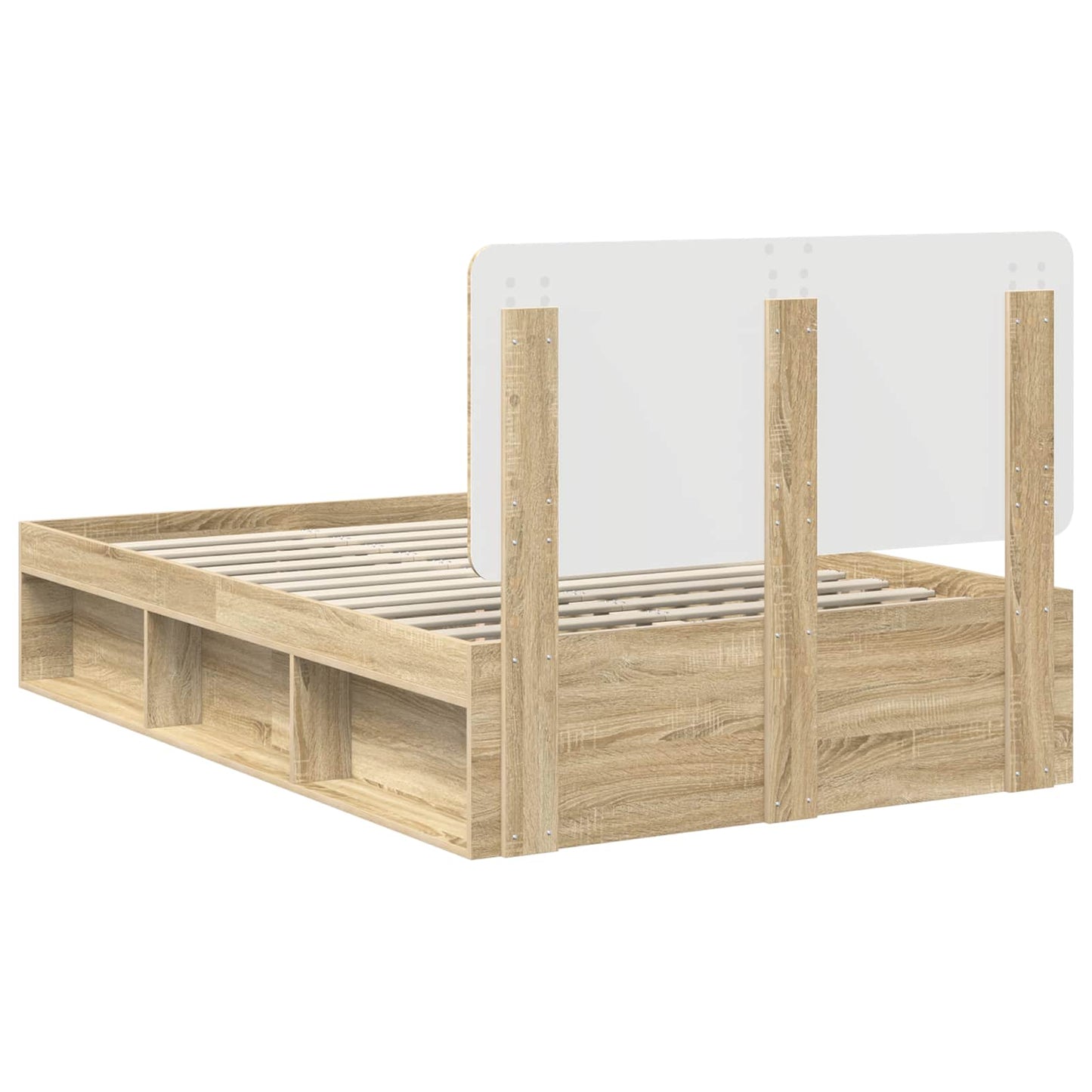 vidaXL Bed Frame with Headboard Sonoma 120 x 200 cm Solid Pine Wood