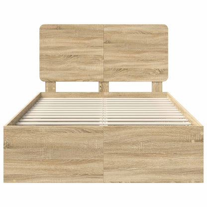 vidaXL Bed Frame with Headboard Sonoma 120 x 200 cm Solid Pine Wood