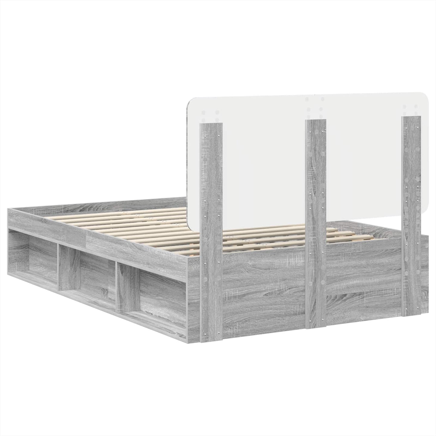 vidaXL Bed Frame Grey Sonoma 120 x 200 cm Solid Pine Wood