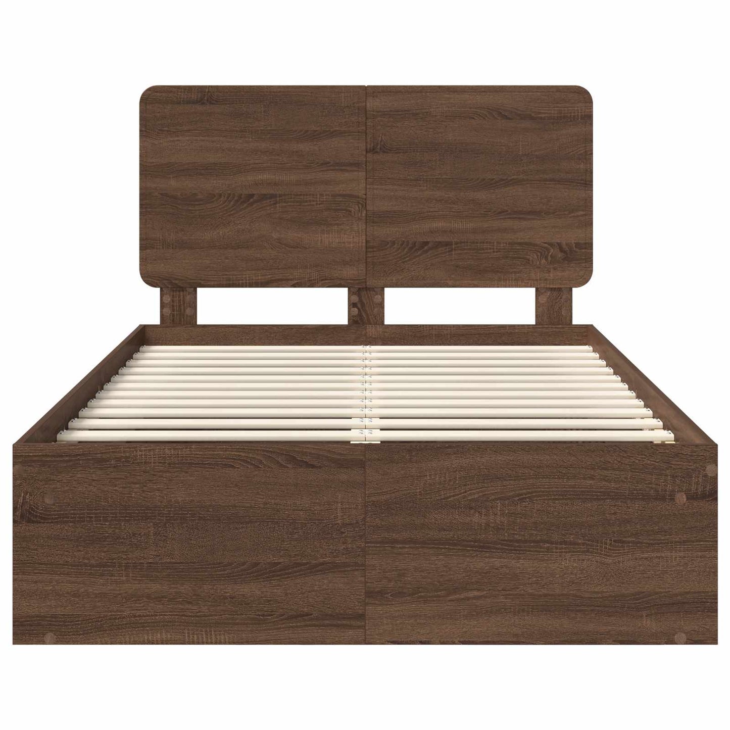 vidaXL Bed Frame with Headboard Brown Oak 120 x 200 cm Solid Pine Wood
