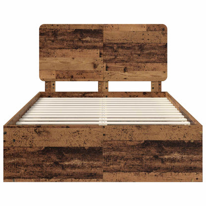 vidaXL Bed Frame with Headboard Old Wood 120 x 200 cm Solid Pine Wood