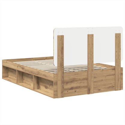 vidaXL Bed Frame Artisian Oak 120 x 200 cm Solid Pine Wood