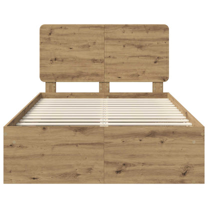 vidaXL Bed Frame Artisian Oak 120 x 200 cm Solid Pine Wood