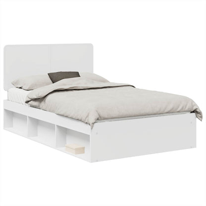 vidaXL Bed Frame with Headboard White 120 x 190 cm Solid Pine Wood