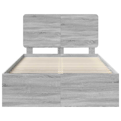 vidaXL Bed Frame Grey Sonoma 120 x 190 cm Solid Pine Wood