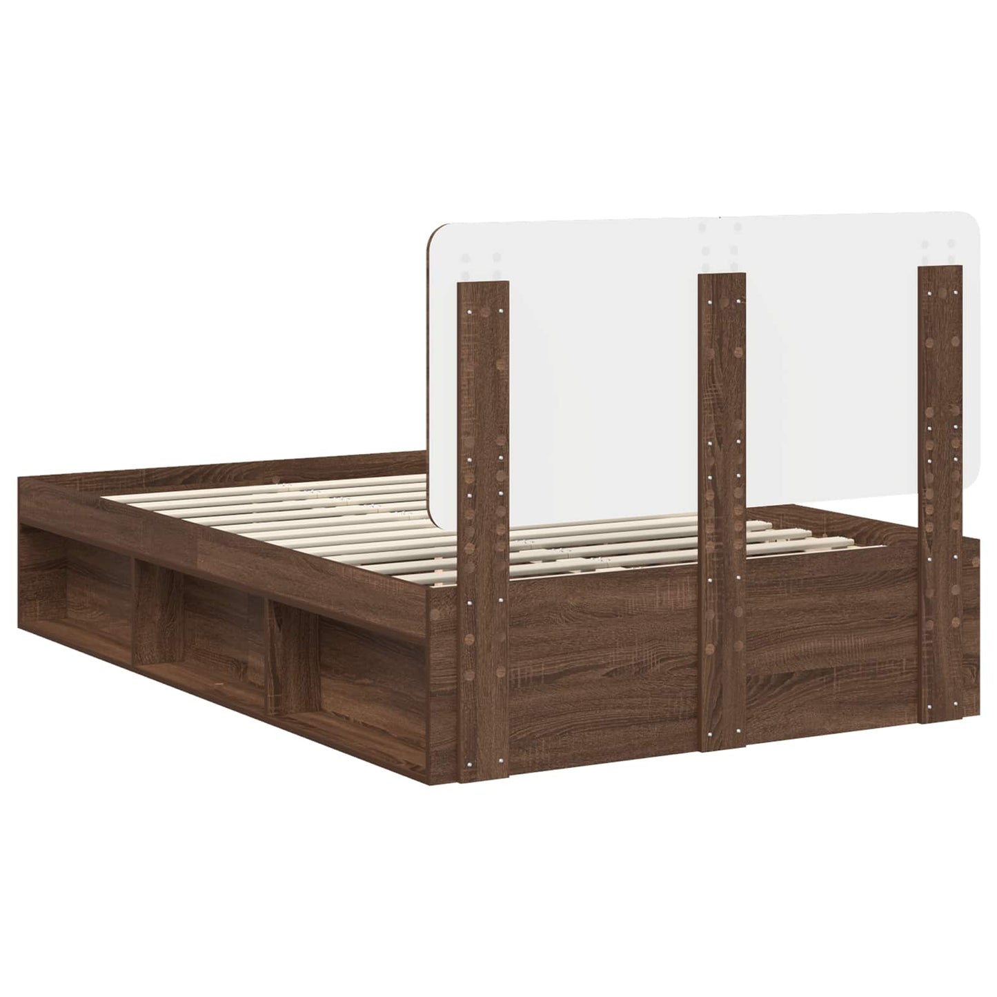 vidaXL Bed Frame with Headboard Brown Oak 120 x 190 cm Solid Pine Wood
