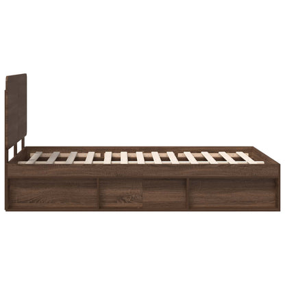 vidaXL Bed Frame with Headboard Brown Oak 120 x 190 cm Solid Pine Wood