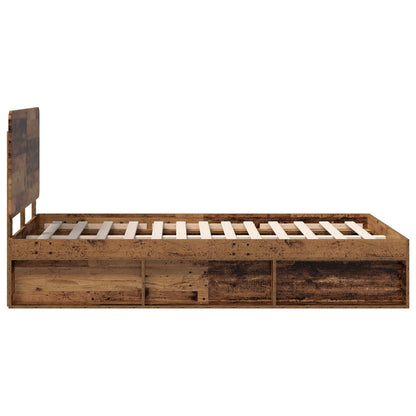 vidaXL Bed Frame with Headboard Old Wood 120 x 190 cm Solid Pine Wood