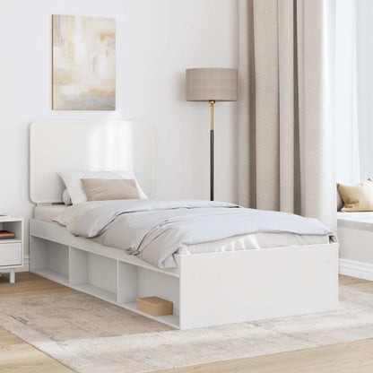 vidaXL Bed Frame with Headboard White 100 x 200 cm Solid Pine Wood
