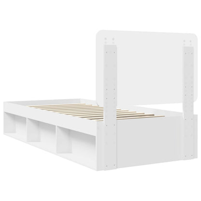 vidaXL Bed Frame with Headboard White 100 x 200 cm Solid Pine Wood
