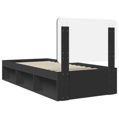 vidaXL Bed Frame with Headboard Black 100 x 200 cm Solid Pine Wood