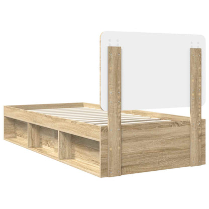 vidaXL Bed Frame with Headboard Sonoma 100 x 200 cm Solid Pine Wood