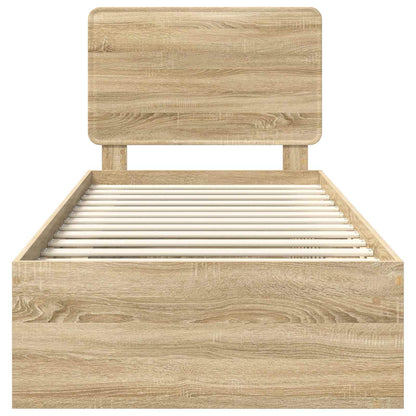 vidaXL Bed Frame with Headboard Sonoma 100 x 200 cm Solid Pine Wood