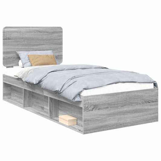 vidaXL Bed Frame Grey Sonoma 100 x 200 cm Solid Pine Wood