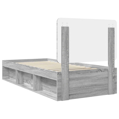 vidaXL Bed Frame Grey Sonoma 100 x 200 cm Solid Pine Wood