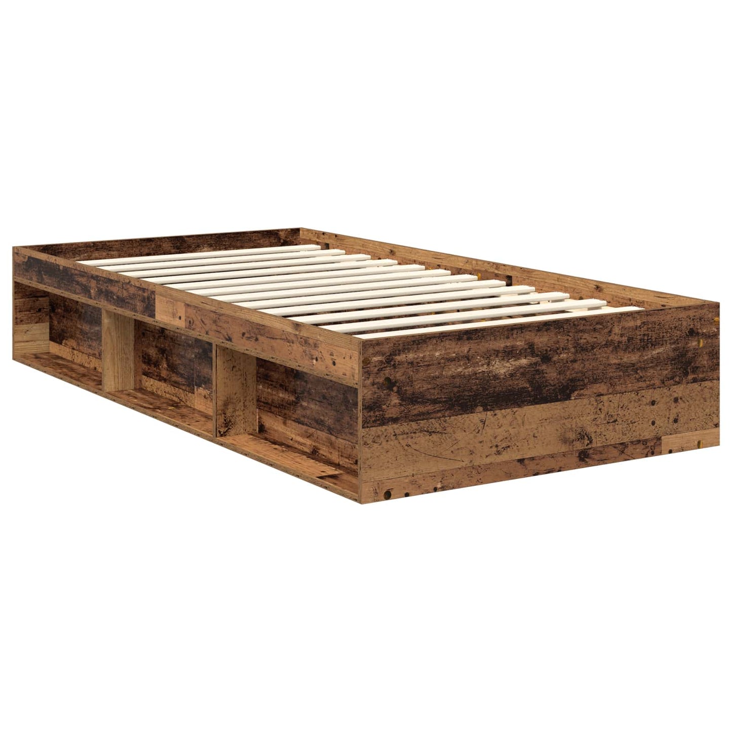 vidaXL Bed Frame with Headboard Old Wood 100 x 200 cm Solid Pine Wood
