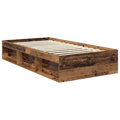 vidaXL Bed Frame with Headboard Old Wood 100 x 200 cm Solid Pine Wood