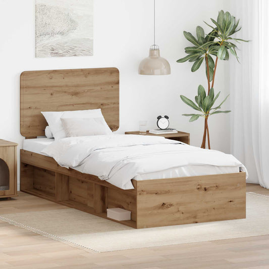vidaXL Bed Frame Artisian Oak 100 x 200 cm Solid Pine Wood