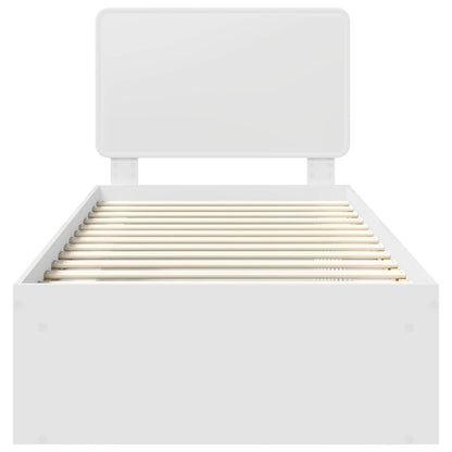 vidaXL Bed Frame with Headboard White 90 x 200 cm Solid Pine Wood