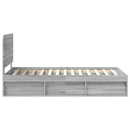 vidaXL Bed Frame Grey Sonoma 90 x 200 cm Solid Pine Wood