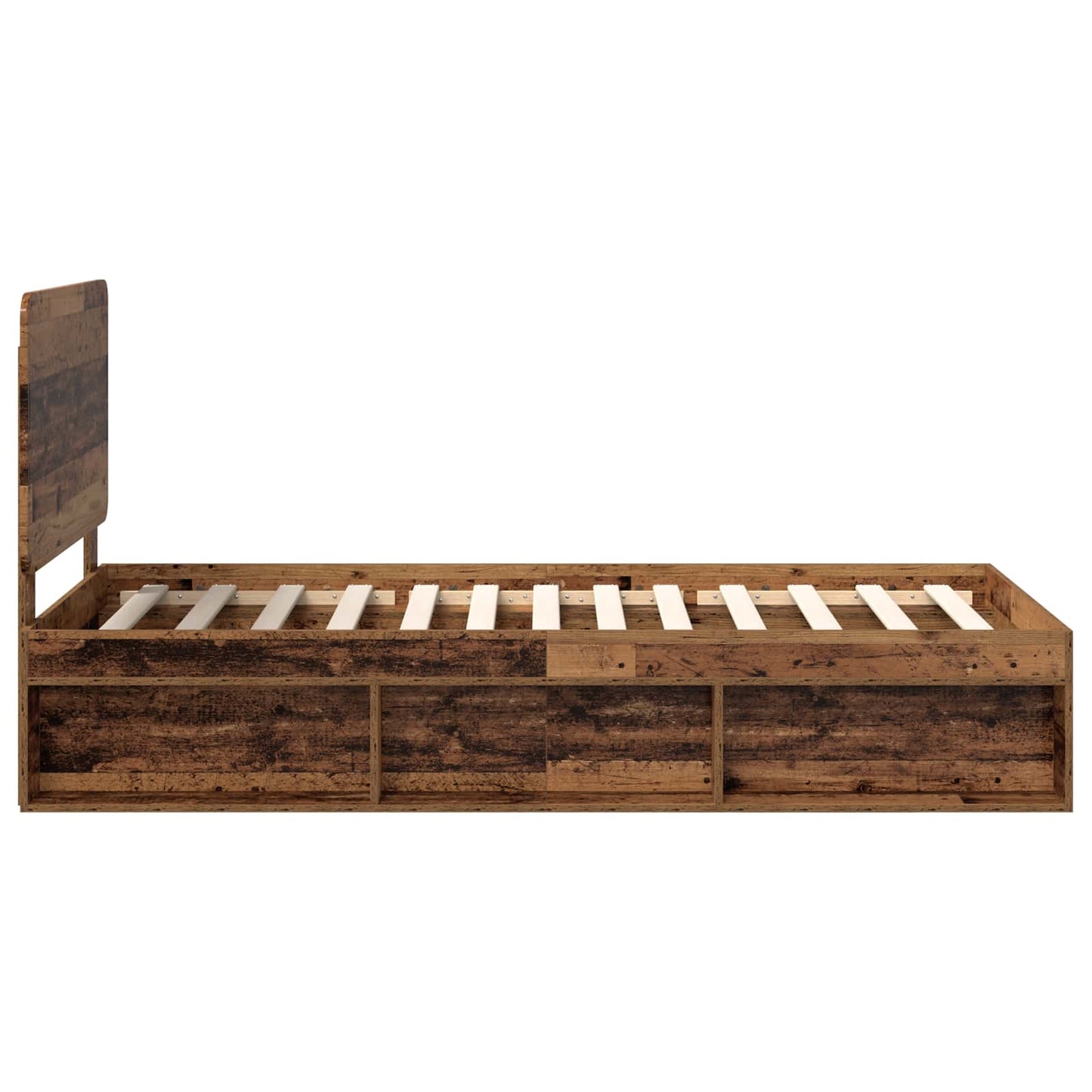 vidaXL Bed Frame with Headboard Old Wood 90 x 200 cm Solid Pine Wood