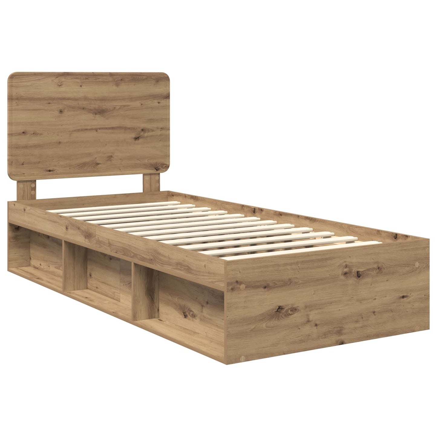 vidaXL Bed Frame Artisian Oak 90 x 200 cm Solid Pine Wood