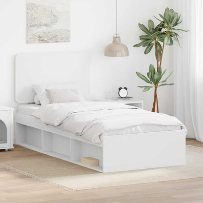 vidaXL Bed Frame with Headboard White 90 x 190 cm Solid Pine Wood
