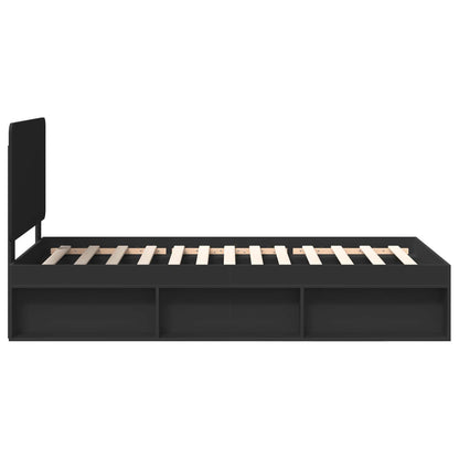 vidaXL Bed Frame with Headboard Black 90 x 190 cm Solid Pine Wood