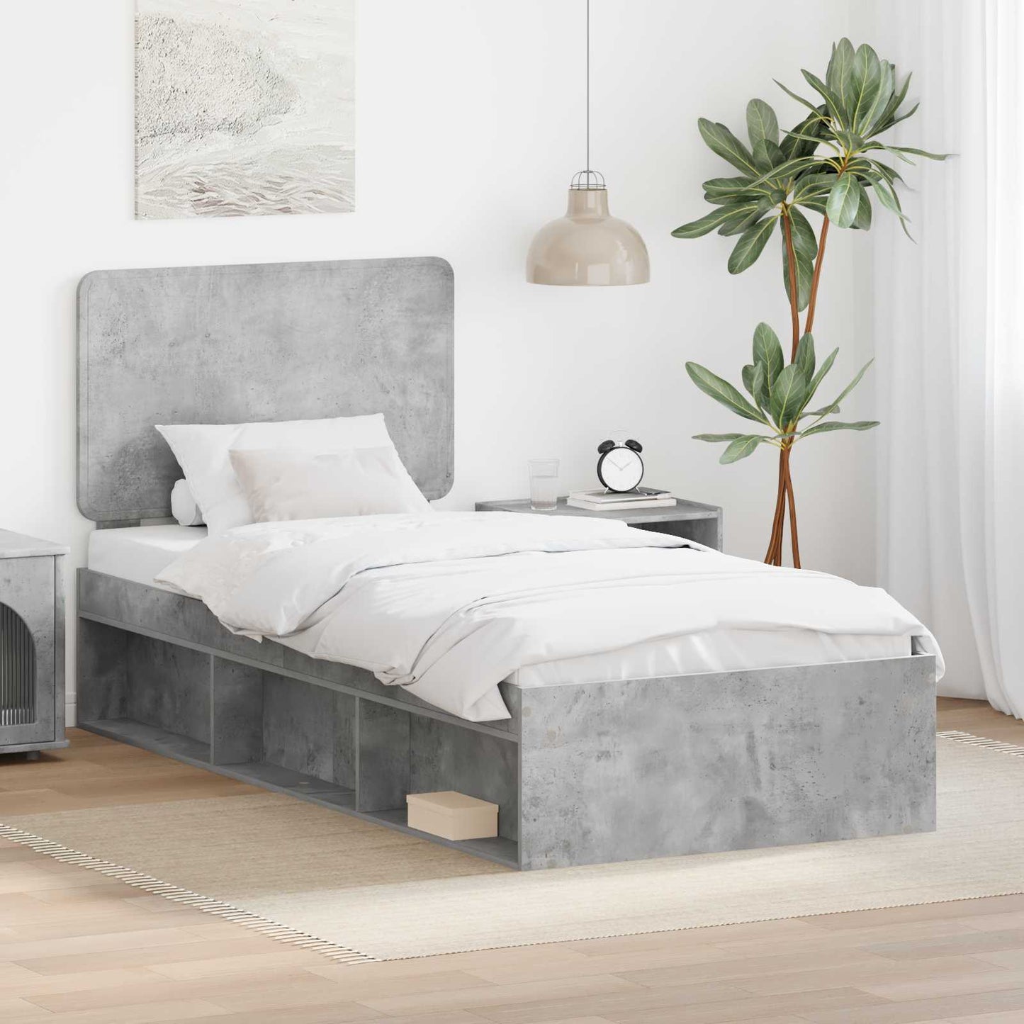 vidaXL Bed Frame Concerte Grey 90 x 190 cm Solid Pine Wood