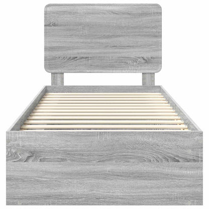 vidaXL Bed Frame Grey Sonoma 90 x 190 cm Solid Pine Wood