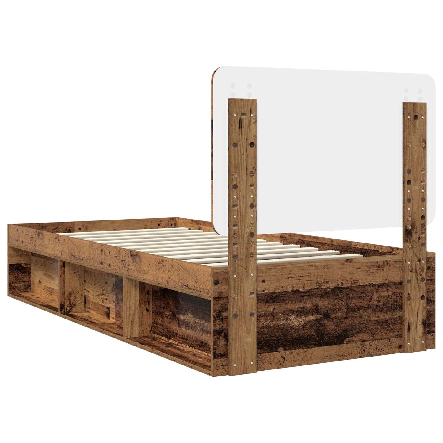 vidaXL Bed Frame with Headboard Old Wood 90 x 190 cm Solid Pine Wood