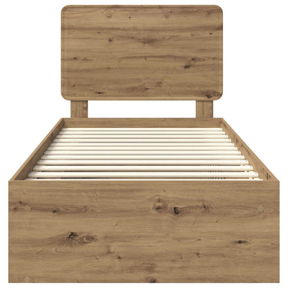 vidaXL Bed Frame Artisian Oak 90 x 190 cm Solid Pine Wood