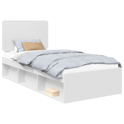 vidaXL Bed Frame with Headboard White 75 x 190 cm Solid Pine Wood