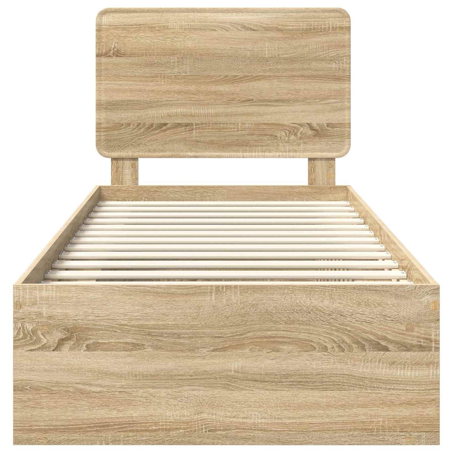 vidaXL Bed Frame with Headboard Sonoma Oak 75 x 190 cm Solid Pine Wood