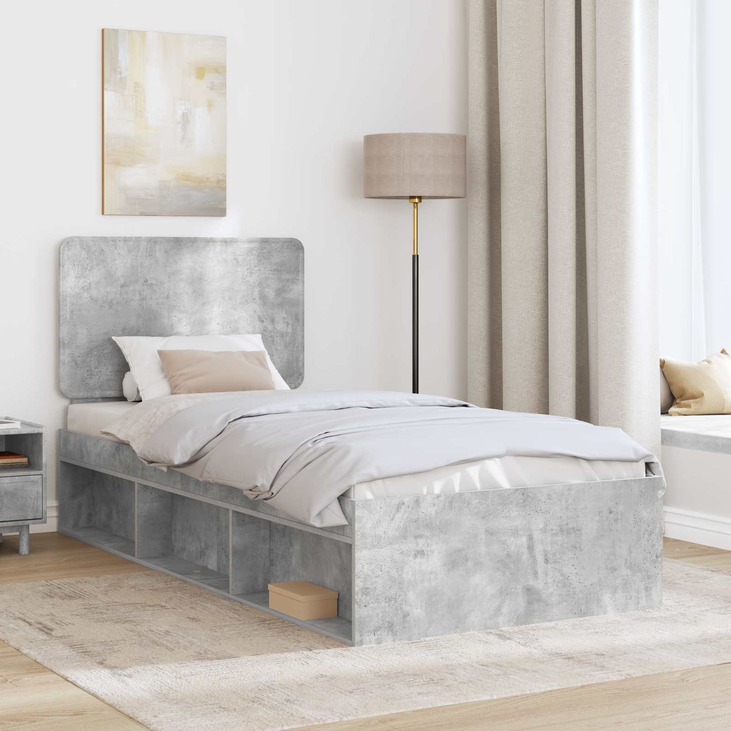 vidaXL Bed Frame Concerte Grey 75 x 190 cm Solid Pine Wood