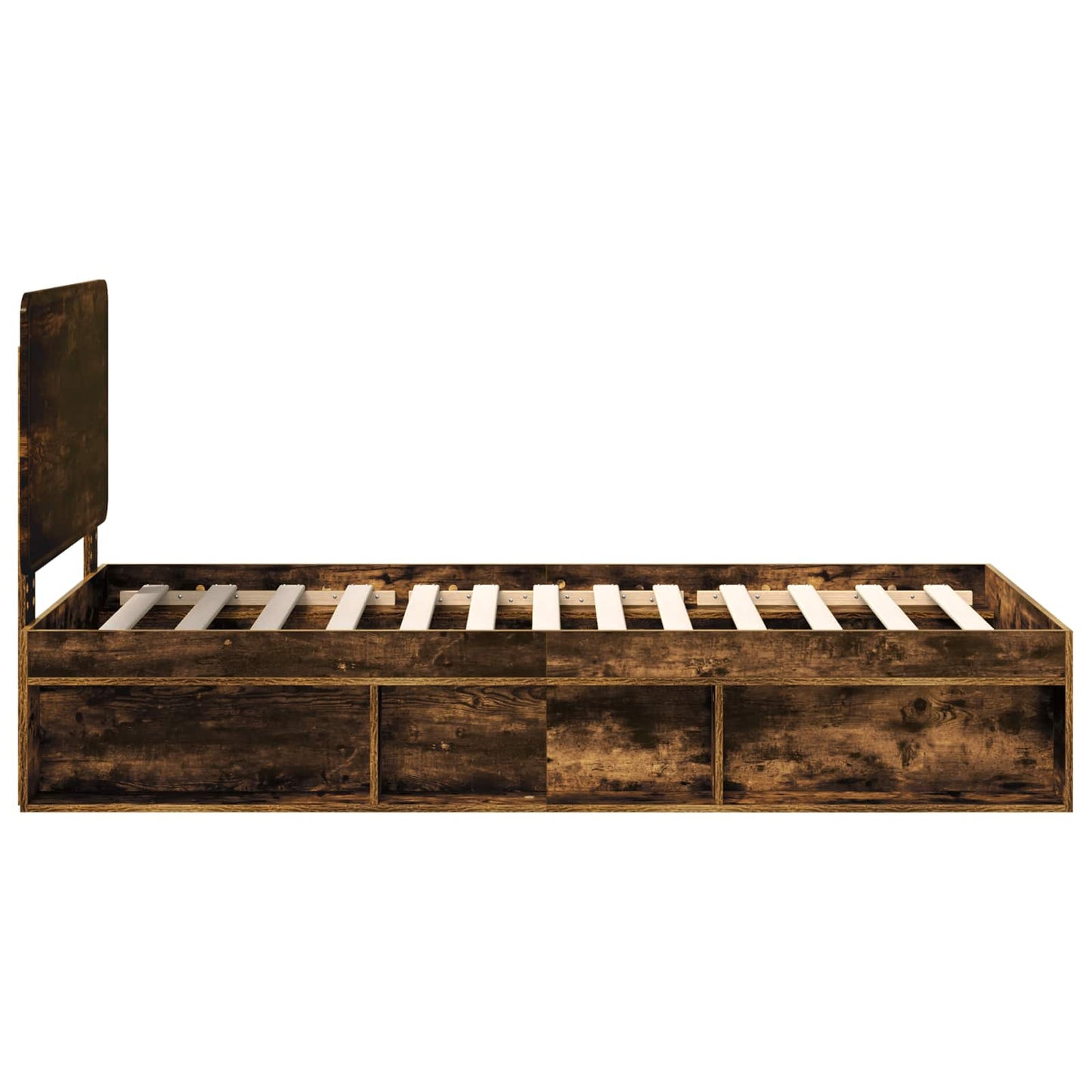 vidaXL Bed Frame with Headboard Smoked Oak 75 x 190 cm Solid Pine Wood