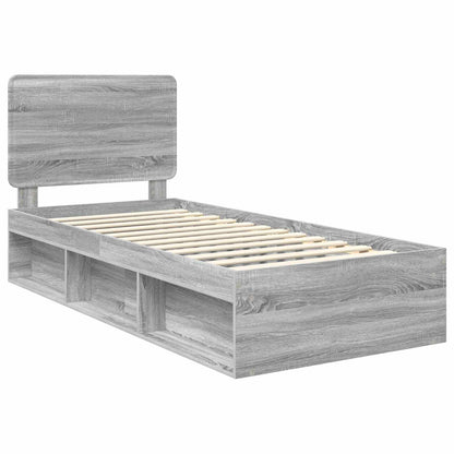 vidaXL Bed Frame Grey Sonoma 75 x 190 cm Solid Pine Wood