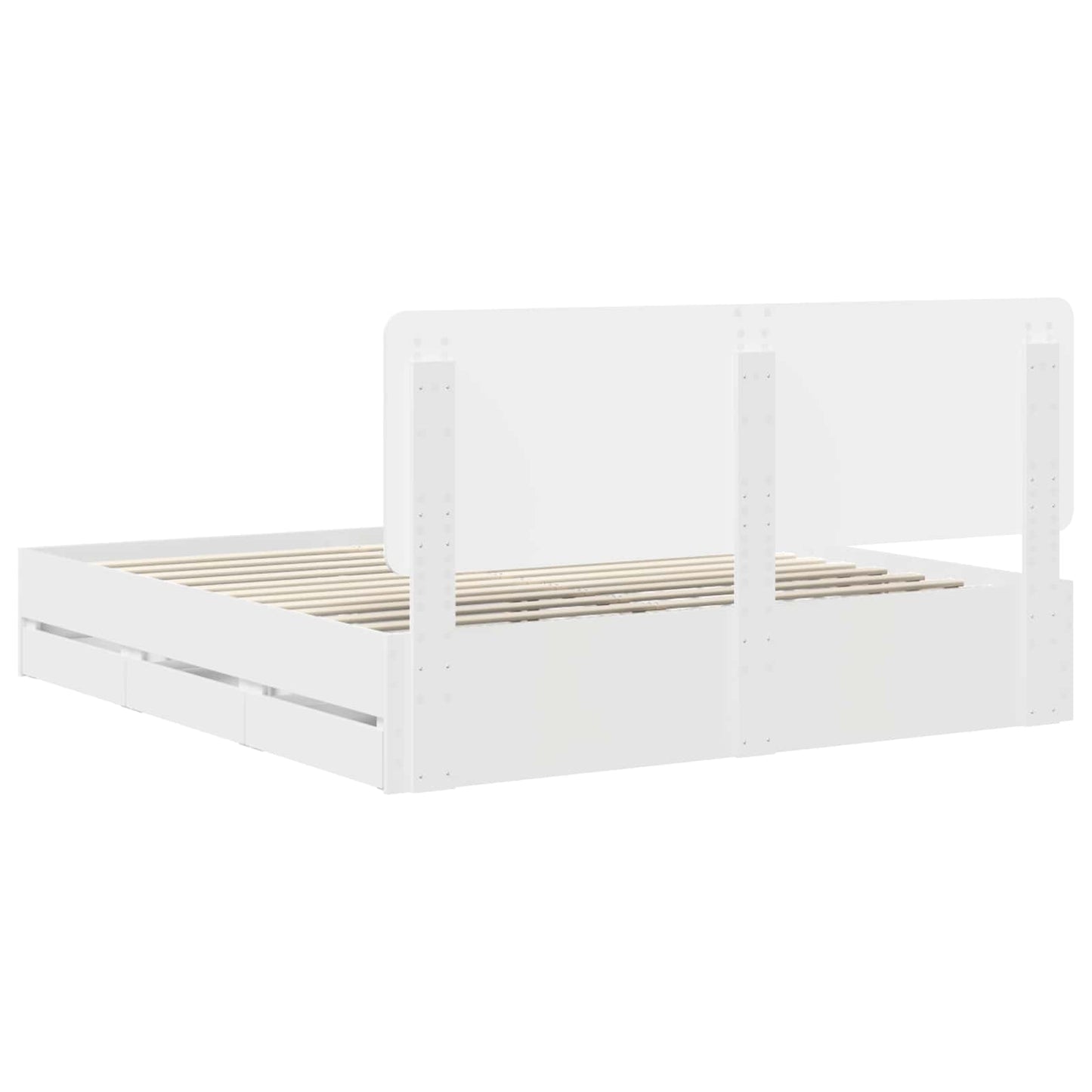 vidaXL Bed Frame with Drawer White 200 x 200 cm Engineer Wood