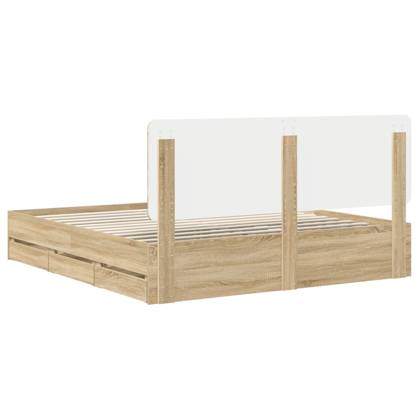 vidaXL Bed Frame with Drawer Sonoma Oak 200 x 200 cm Engineer Wood