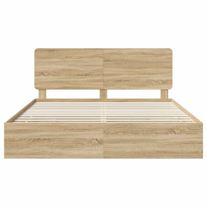 vidaXL Bed Frame with Drawer Sonoma Oak 200 x 200 cm Engineer Wood